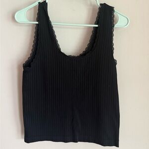 American‎ Eagle Outfitters Black Lace Trim Top